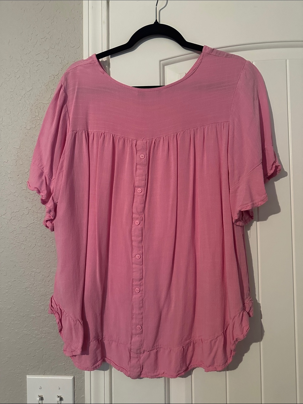 Pink Ruffle-Hem Short Sleeve Tunic - Picture 2 of 2